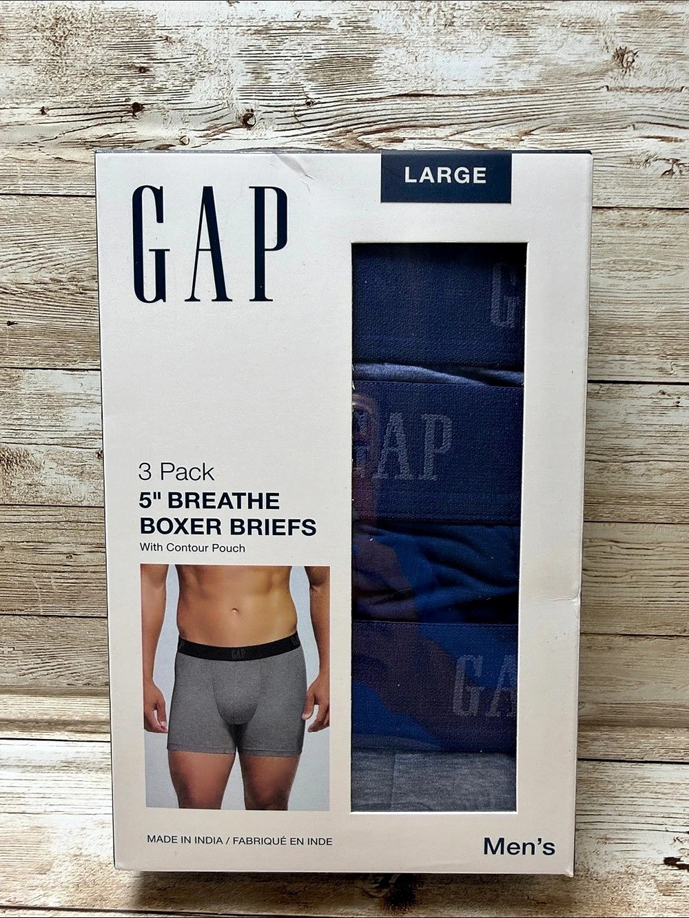 Gap 5" Breathe Boxer Briefs 3-Pack Men's Blue Large NEW